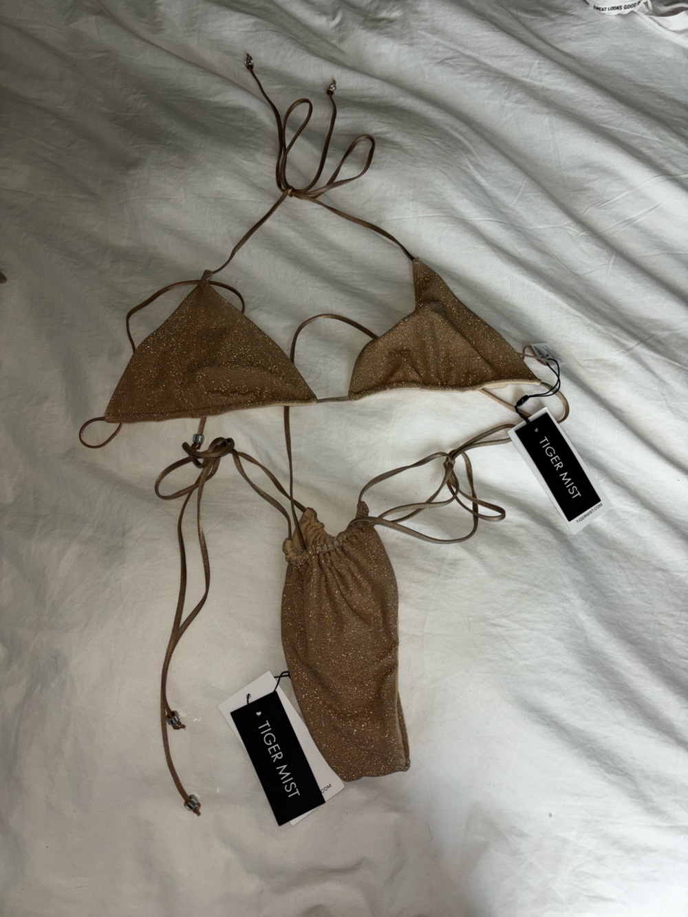 Tiger Mist Gold Brown Shimmer Triangle Bikini Top